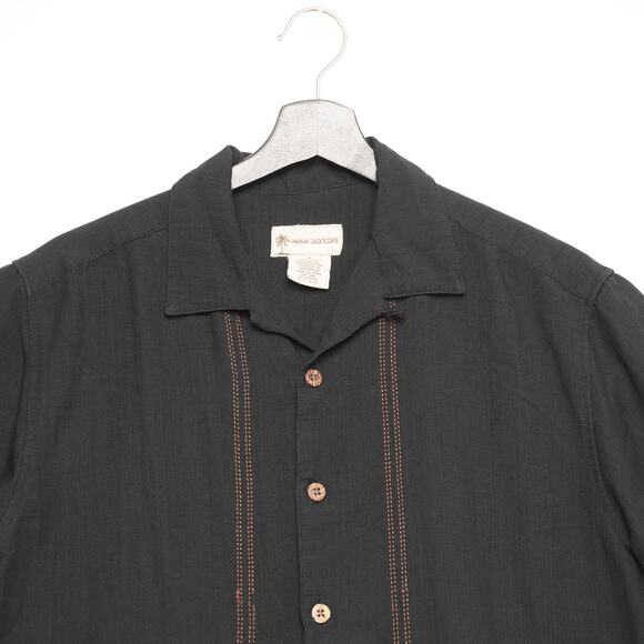 Havana Jack's Cafe Palm Tree Embroidered Button Down Shirt| Island Vibes - Picture 2 of 7